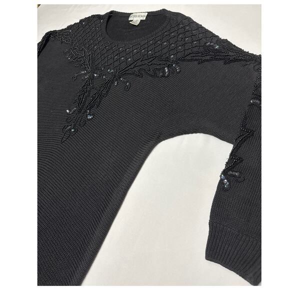 Vintage Y2K Victoria woman, black beaded oversized sweater size 1x - Picture 9 of 12